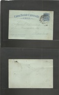 Chile - Stationery. 1893 (25 Sept) Conduccion Gratuita Valp - Germany, Hamburg 2c Blue / Greenish Stat Card. Fine Cancel - Chile