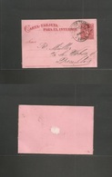 Chile - Stationery. 1895 (10 May) Valp Local Usage. 2c Red Intense Stat Lettersheet. Scarce Conduccion Gratuita With No  - Chile