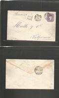 Chile - Stationery. 1896 (23 March) Los Andes - Valparaiso (24 March) Postal District "III" 5c Lilac / Cream Stat Env. F - Chili