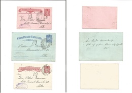 Chile - Stationery. 1897 Conduccion Gratuita Valparaiso + Timetable. 3 Local Diff Stationery Lettersheets Mt XF Cachets. - Cile