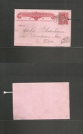 Chile - Stationery. 1898 (5 Feb) Valparaiso Local Usage 2c Red Stat Lettersheet, Scarce Small Type "conduccion Gratuita  - Cile