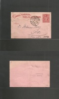 Chile - Stationery. 1898 (18 March) Valparaiso Local Usage. 2c Red Stationery Lettersheet. Scarce Small Type "Conducción - Chile