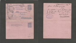 Chile - Stationery. 1898 (30 June) Valparaiso - Germany, Trier. Fwded Triest (8 Aug) 3c Blue / Pink Paper Do Stat Card O - Cile