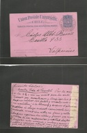 Chile - Stationery. 1898 (14 July) Valparaiso Local Usage. The Perfect "zig-zag" Conduccion Gratuita Winged Wheel Cancel - Chili