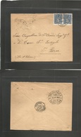 Chile. 1899 (3 Enero) Conduccion Gratuita Valparaiso - France, St. Pern (4 Feb) Fkd Env 5c Blue Perce Pair With Scarce O - Cile