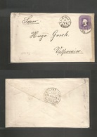 Chile - Stationery. 1899 (10 May) Lebu - Valp (12 May) 5c Lilac Stat Env 159x96mm. Paper No Lines. Reverse Cds With Whee - Chili