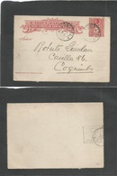 Chile - Stationery. 1899 (6 Oct) Coronel - Coquimbo. 5c Red Stat Lettersheet. Colon General Issue. Carta - Tarjeta. Fine - Chili