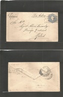 Chile - Stationery. 1899 (20 Nov) Valp - Spain, Madrid (22-23 Dic) 10c Grey-blue/cream Stat Env. Via Andes. Fine + Dest  - Chili