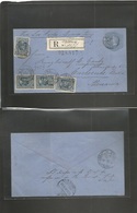 Chile - Stationery. 1900 (27 Oct) Valdivia - Germany, Carlsruhe (12 Dic) Registered 10c Bluish / Bluish Colon Stat Env + - Chili