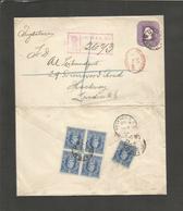 Chile - Stationery. 1902 (27 June) Iquique - UK, London, Hackney (Aug 1) Registered 5c Lilac Stat Env + 5c Blue (x5) Inc - Chili