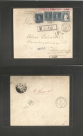 Chile - Stationery. 1903 (22 Apr) Valdivia - Germany, Nuremberg (28 May) Registered 5c Blue Stat Env + 3 Adtls, Tied Cds - Chile