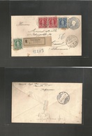 Chile - Stationery. 1903 (18 June) Valp - German, Cassel (24 July) Registered 10c Bluish-grey / White Paper Stat Env + 4 - Cile