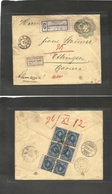 Chile - Xx. 1912 (Sept 19) Illapel - Germany, Ettringen (26 Oct) Registered 10c Grey + 6 Adtls Reverse Tied Cds 5c Blue  - Chili