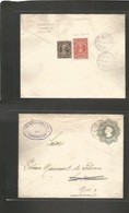 Chile - Stationery. 1913 (14 Abr) Concepcion - San Bernardo (15 April) 5c Grey Stat Env + Reverse 2 Adtl Incl 1c Orange  - Chile