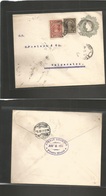Chile - Stationery. 1913 (7 June) Puerto Mont - Valp (10 June) 5c Grey St + 2 Adlt Incl 1c Fiscal Provisional Tied Cds.  - Chile
