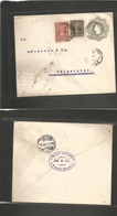 Chile - Stationery. 1913 (7 June) Puerto Mont - Valp (10 June) 5c Grey St + 2 Adlt Incl 1c Fiscal Provisional Tied Cds.  - Cile