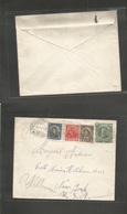 Chile - Stationery. 1917 (23 May) Valp - USA, NY. 4c Green Stat Env + 3 Adtls, Reverse "1" (xxx/RR) Of Depart Neighbourh - Chile