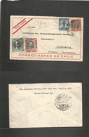 Chile - Xx. 1930 (15 Dec) Viña Del Mar - Germany, Braunchweig. Air Multifkd Envelope + Salitre Stamp. Fine + Village Ori - Chile