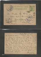 China - Xx. 1916 (22 May) West Tan Kei Rou - Spain, Barcelona. Via Manchouli - Siberia- 1c Green Junk Issue Stat Card (a - Sonstige & Ohne Zuordnung