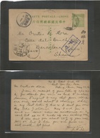 China - Xx. 1916 (22 May) West Tan Kei Rou - Spain, Barcelona. Via Manchouli - Siberia- 1c Green Junk Issue Stat Card (a - Andere & Zonder Classificatie