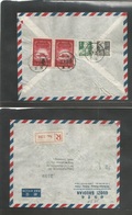 China - Prc. 1957 (12 April) Pekin - West Germany, East Berlin. Registered Air Multifkd Reverse Envelope. Scarce High Va - Other & Unclassified