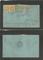 Colombia. 1923 (17 Ago) Bucamaranga - Germany, Hamburgo (22 Sept) Multifkd Env, Boxed Ds Cachet + Incl  Provisional Issu - Colombia