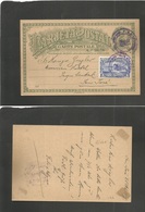 Costa Rica. 1927 (28 Oct) San Jose Local Stat Card 2c Blue Usage + 3c Blue Adtl, Tied Cds. Fine / Better. - Costa Rica