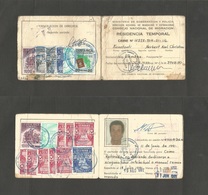 Costa Rica. 1985 Ley. 1991. Residence Card With Multiple Usage Of Fiscal Migratorio Stamps (outside And Inside) Several  - Costa Rica