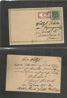 Czechoslovakia. 1919 (11 Feb) Tyssa, Bohemia - Germany, Sachsen, Dresden. 8h Green Stat Card + Adtl Cds (680 Hab Today)  - Other & Unclassified