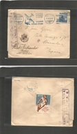 Czechoslovakia. 1937 (21 May) Praha - Spain, Barcelona. Air Fkd 2.50 Kc Stamp, Tied Blue Slogan Air Cachet. Republican S - Autres & Non Classés