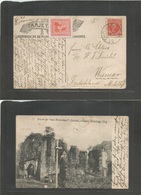 D.W.I.. 1909 (12 Sept) GPO - Germany, Wismar. Dom Rep. Official Fkd 10b Red Stamp + Heyse Label. Interesting Usage. - Antilles
