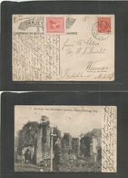 D.W.I.. 1909 (12 Sept) GPO - Germany, Wismar. Dom Rep. Official Fkd 10b Red Stamp + Heyse Label. Interesting Usage. - Antillas Holandesas