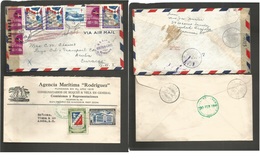 Dominican Rep. 1944-6. 2 Airmail Multifkd Flown Covers. One Dual Censored. Fine Duo + Rare Intercaribbean Connection Mai - Dominicaine (République)