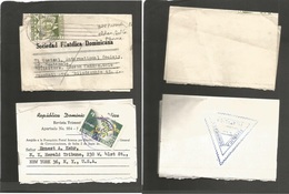 Dominican Rep. 1953-6. Santo Domingo And Ciudad Trujillo - USA, NYC 2 Complete Fkd Wrappers. Early Period Of This Philat - Dominicaanse Republiek