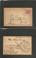 Egypt. 1899 (21 Oct) Bir Hooker - Germany, Leipzig. Via Alexandria 4 Mils Red Stat Card. VF Cachet. - Autres & Non Classés