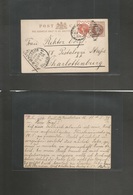 Eire. 1894 (May 11) Monlrstown, Dublin - Germany, Charlesttonburg (13 May) 1d Brown Stat Card + 1/2d Orange, Diamond "33 - Usados