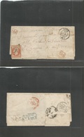 France. 1855 (17 July) Lure - Switzerland, Church (19 July) Fkd Env 40c Orange Imperf "1803" Tied. Doble Red PD. Transit - Andere & Zonder Classificatie