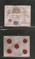 France - Xx. 1902 (16 April) Paris - Hungary, Budapest (18 April) Registered Insured Value 150 Frs. VF + 5 Red Wax Seals - Sonstige & Ohne Zuordnung