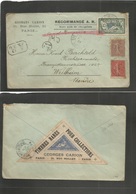 France - Xx. 1907 (6 Jan) Paris - Baviere, Weilheim, Germany. Registered AR Multifkd Envelope Incl Semense Early Issue,  - Autres & Non Classés