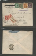 France - Xx. 1922 (13 June) Strassbourg - Germany, Baden, Rastatt (13 June) Registered Multifkd Env. Semeuse Issue (x5 D - Autres & Non Classés