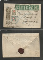 France - Xx. 1926 (8 June) Couberoie - Switzerland, Zurich (9 June) Semeuse Issue Incl 40c Pair Multiple Prizing Cds + T - Other & Unclassified