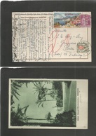 France - Xx. 1935 (22 April) Menton - Switzerland, Balle (23 April) Fkd Ppc + Color Tourist Label, Tied Slogan Cachet +  - Otros & Sin Clasificación