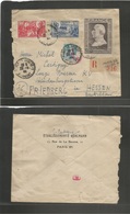 France - Xx. 1944 (29 April) Paris 53 - Germany, Friedberg. Registered Multifkd Comm Petain Stamps + Censored. Fine Scar - Sonstige & Ohne Zuordnung