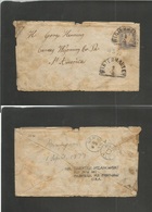 German States - Bayern. 1877 (2 April) Winterhausen - USA, Carney, Wyoming Cº, Pa. Fkd Well Travelled Envelope With Cont - Andere & Zonder Classificatie