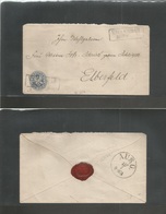 German States-Prusia. C. 1865 (15 July) Vallendar - Elberfeld. Fkd Env 2 Gr Blue, Tied Box Ds. - Other & Unclassified