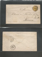 German States-Prusia. C. 1868-9 (21 Jan) Alzey - Worms (22 Jan) 2 Gr Yellow Stationary Envelope "89" Ings Cancel Cds Alo - Altri & Non Classificati