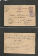 German States-Wurtemberg. 1884 (15 Apr) Goppingen - Switzerland, St. Urban (16 Apr) 5 Pf Lilac Stat Card + 5pf Adtl Cds. - Autres & Non Classés