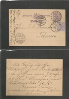 German States-Wurtemberg. 1886 (18 Oct) Isny - Switzerland, Glaus (19 Oct) 5 Pf Violet Stat Card + Adtl. Fine Overseas U - Otros & Sin Clasificación