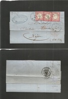 Germany. 1872 (15 Sept) Dornach - France, Dijon (17 Sept) EL Fkd 1 Gr Red (x3), Cds. VF Condition. - Autres & Non Classés