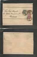 Germany. 1891 (31 Jan) Waitingen - Italy, Milano / Mailand. 3 Pf Brown Stat Wraper, 2 Adtls (imperf) Tied Cds Fine Unusu - Other & Unclassified